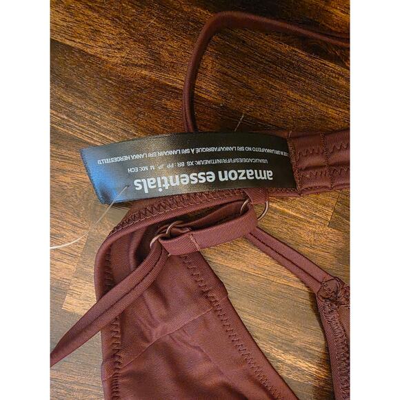 Amazon Essentials Bikini Top Deep Brown XS Triangle Classic Light Support NWT - Picture 5 of 6